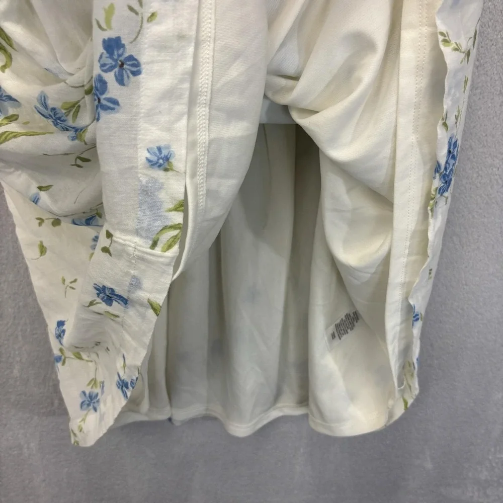 BP. Floral Milkmaid Sundress Womens Medium M White Blue Puff Sleeve Lightweight‎